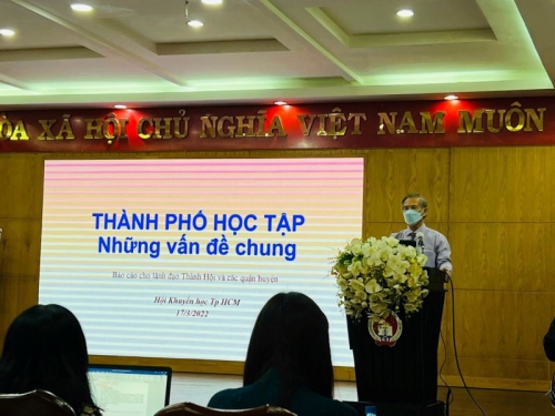 HỘI NGHỊ
Triển khai ứng dụng kết quả đề tài “Nghiên cứu đề xuất mô hình                                     
 tổng thể về Thành phố học tập ở Thành phố Hồ Chí Minh”